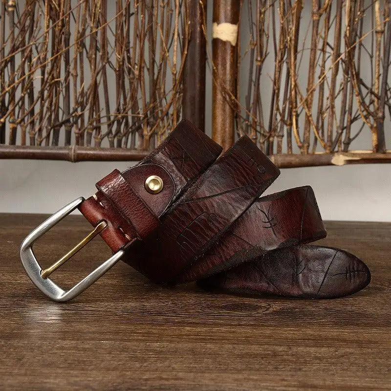 Brown leather belt with silver buckle from Assorted Brown and Maroon Leather Belts collection