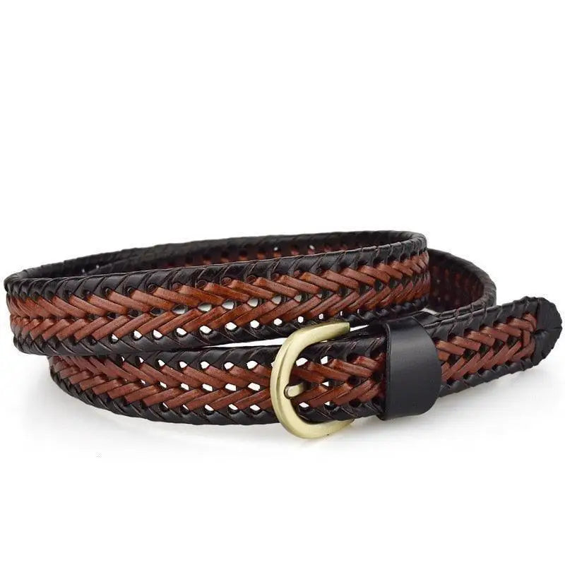 Braided leather belt with brass buckle from Braided Leather Belt with Metal Buckle collection