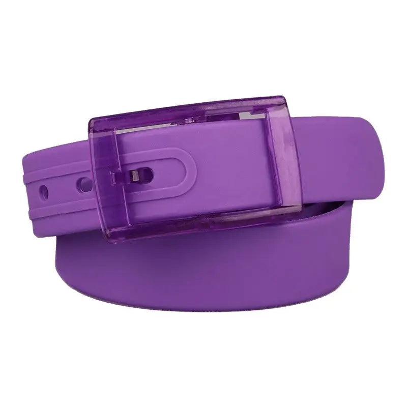 Purple silicone belt with clear buckle from Colorful and Leather Belts for Fashion and Utility