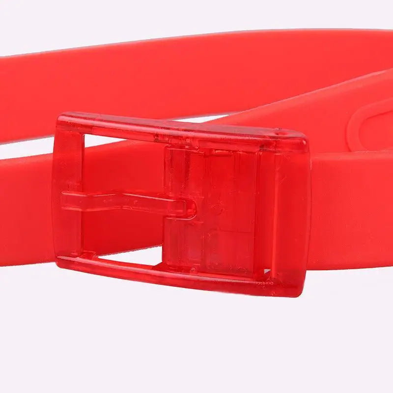Red plastic belt buckle from Colorful and Leather Belts for Fashion and Utility collection