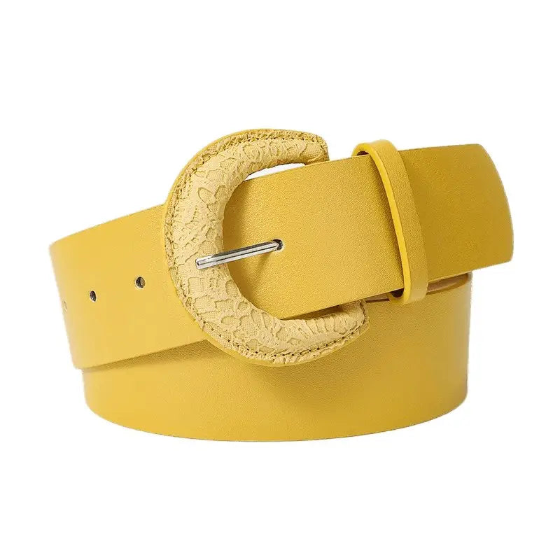 Yellow belt with textured buckle from Assorted Faux Leather Belts collection