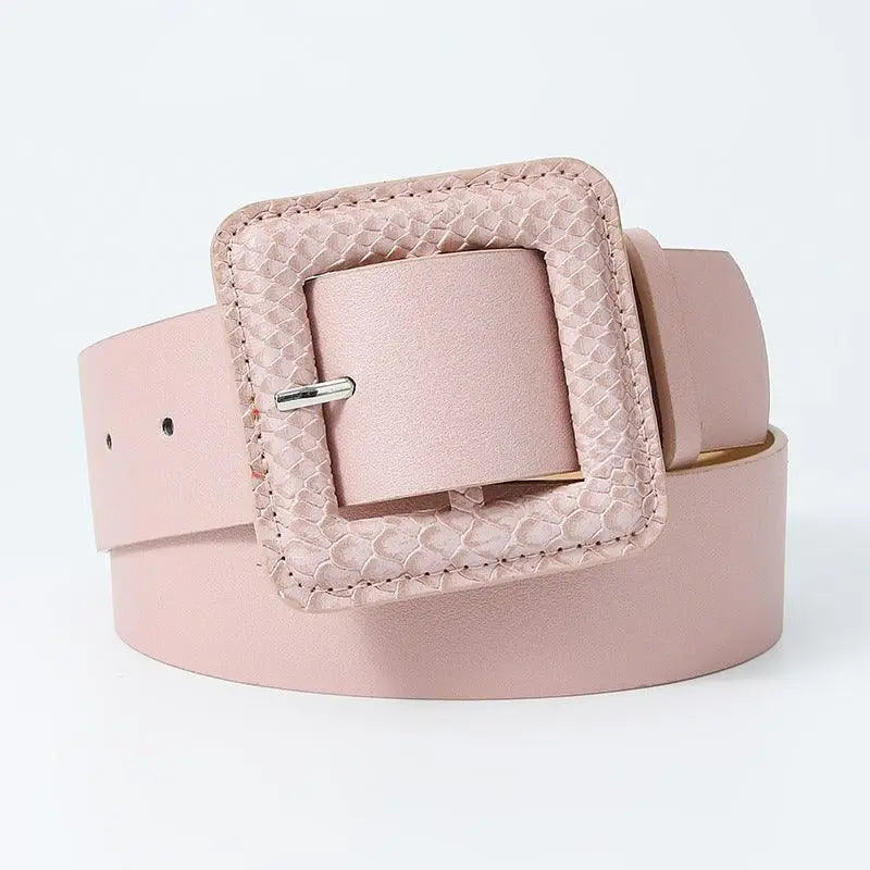 Wilna Belt with pink snakeskin-textured buckle from Wilna Belt Collection