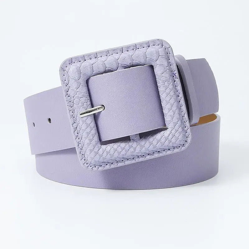 Lavender Wilna Belt with square buckle from Wilna Belt Collection in pink yellow and lavender