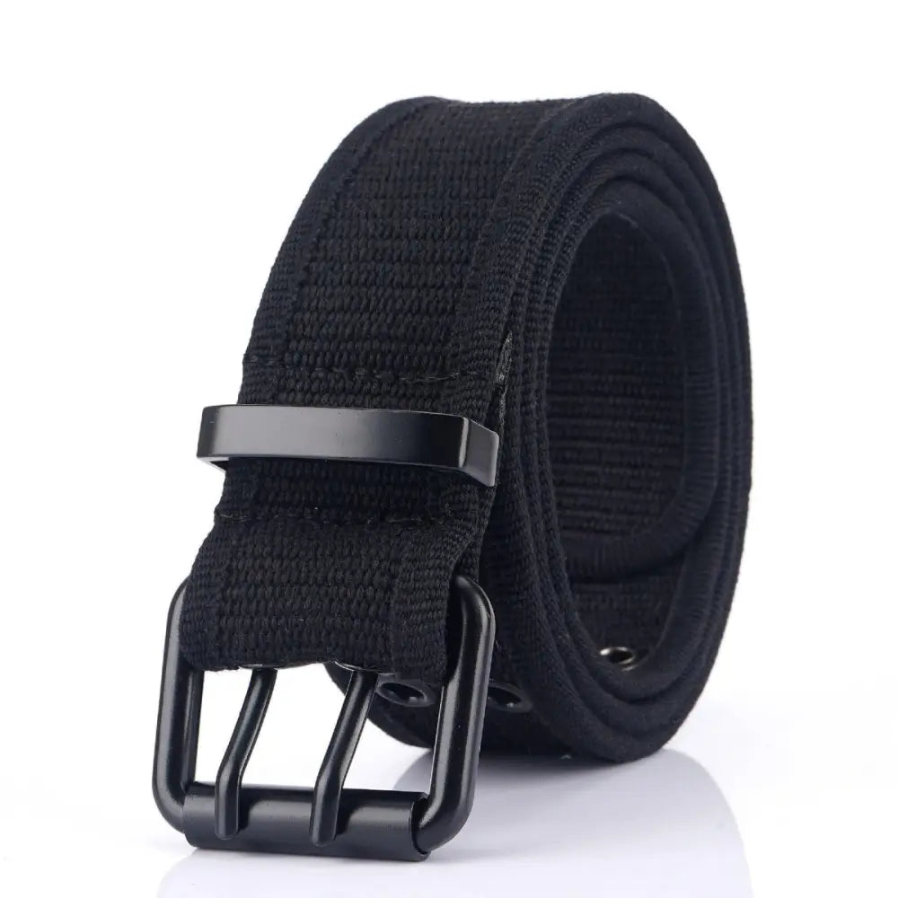Black Magjan Canvas Belt with Double Prong Buckles from the Magjan Canvas Belt Collection