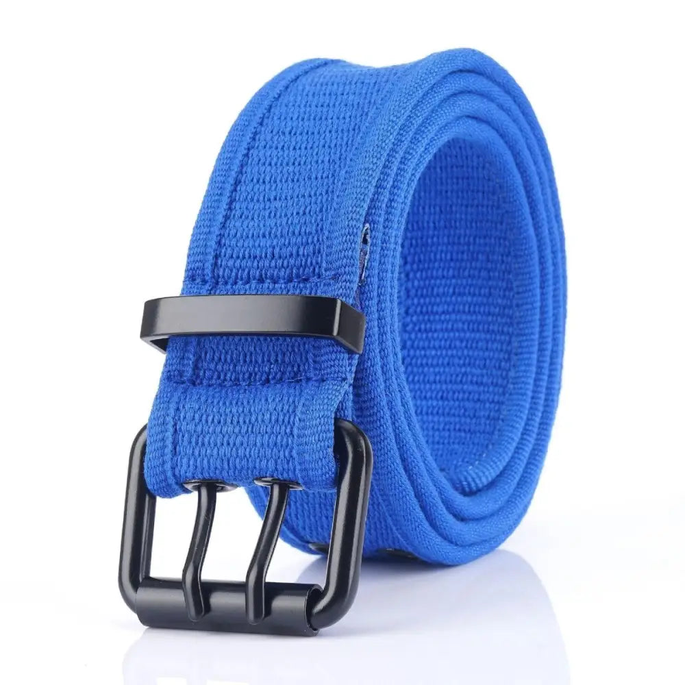 Blue fabric belt with black buckle from Magjan Canvas Belt Collection