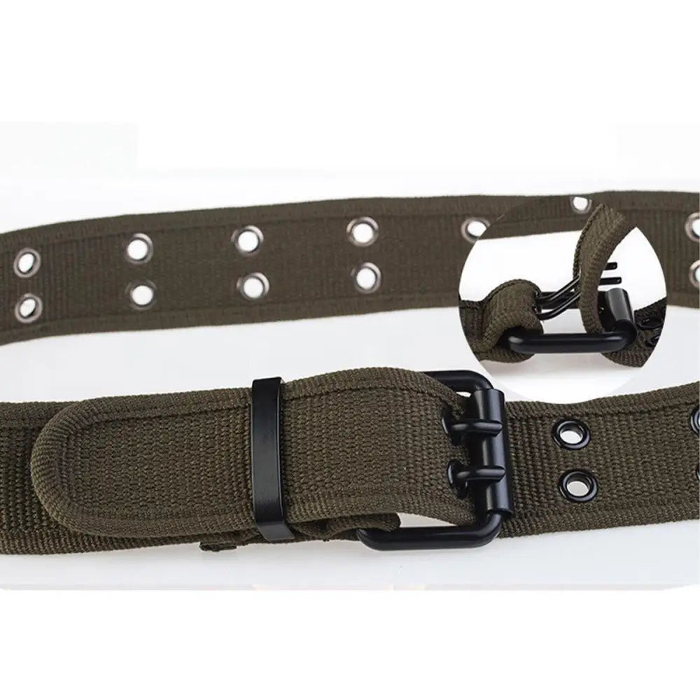 Olive green Magjan Canvas Belt with black double-prong buckle from Magjan Canvas Belt Collection
