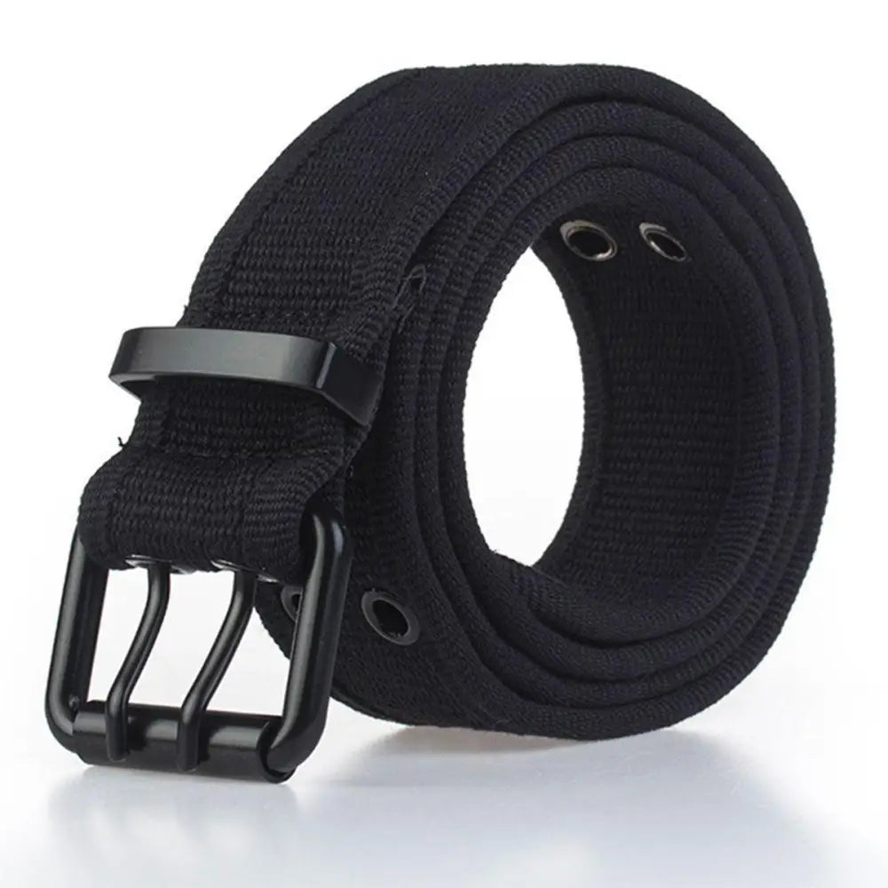 Black Magjan Canvas Belt with Double-Prong Buckle from the Magjan Canvas Belt Collection