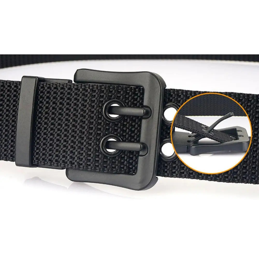Black nylon canvas belt with double prong buckle from Set of Nylon Canvas Belts