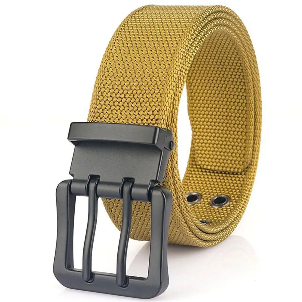 Nylon Canvas Belt with Double Prong Buckle for Durable Fashion and Comfort