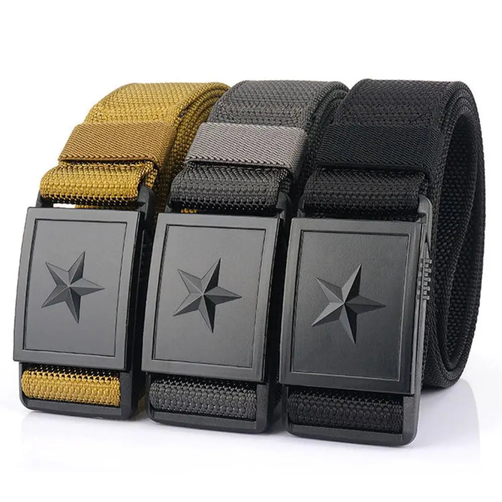 Three star-buckled nylon belts with Kenes nylon webbing and camouflage design
