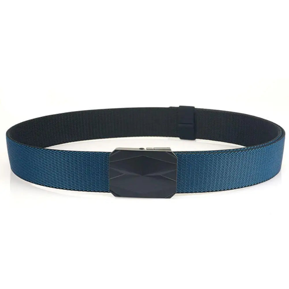 Blue and black Sultan belt with geometric buckle for stylish accessory