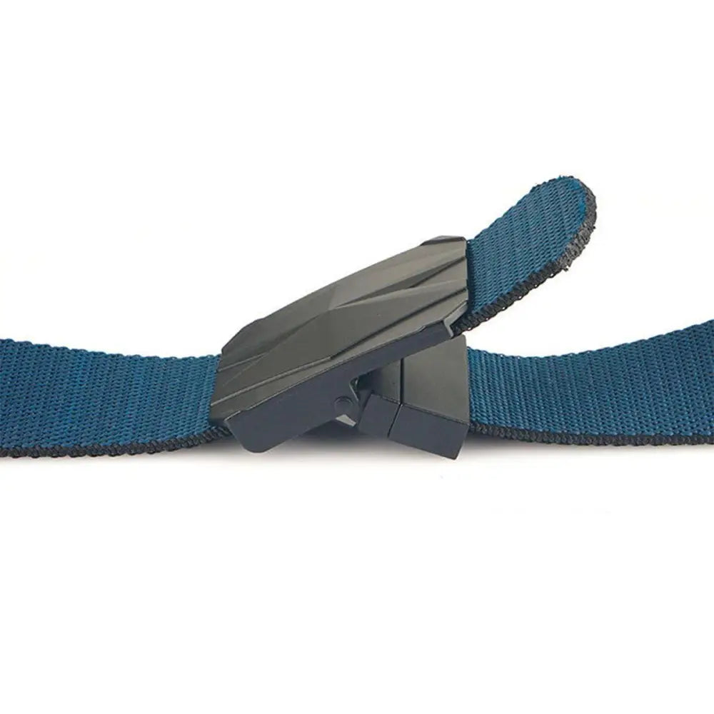 Blue fabric Sultan Belt set with black geometric buckle for stylish accessories