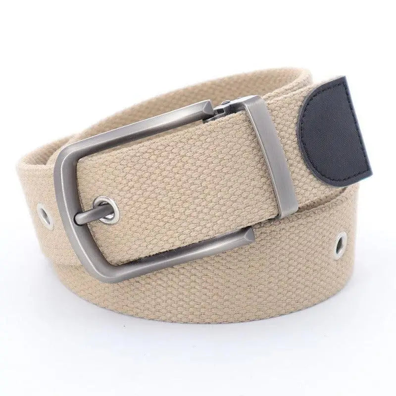 Beige canvas belt with metal buckle from Gray Canvas Belt with Metal Buckle and Belt Offers