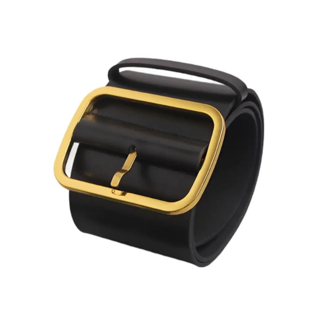 Extra large XXL black leather wrist cuff with gold buckle for XXL sizes