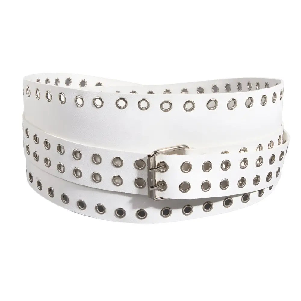 White grommeted waist belt from the XXL Oriane Belt with Grommet Detailing collection