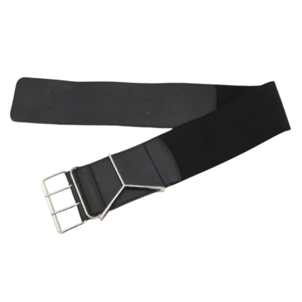Black extra large XXL elastic belt with silver metal buckle for plus size fashion