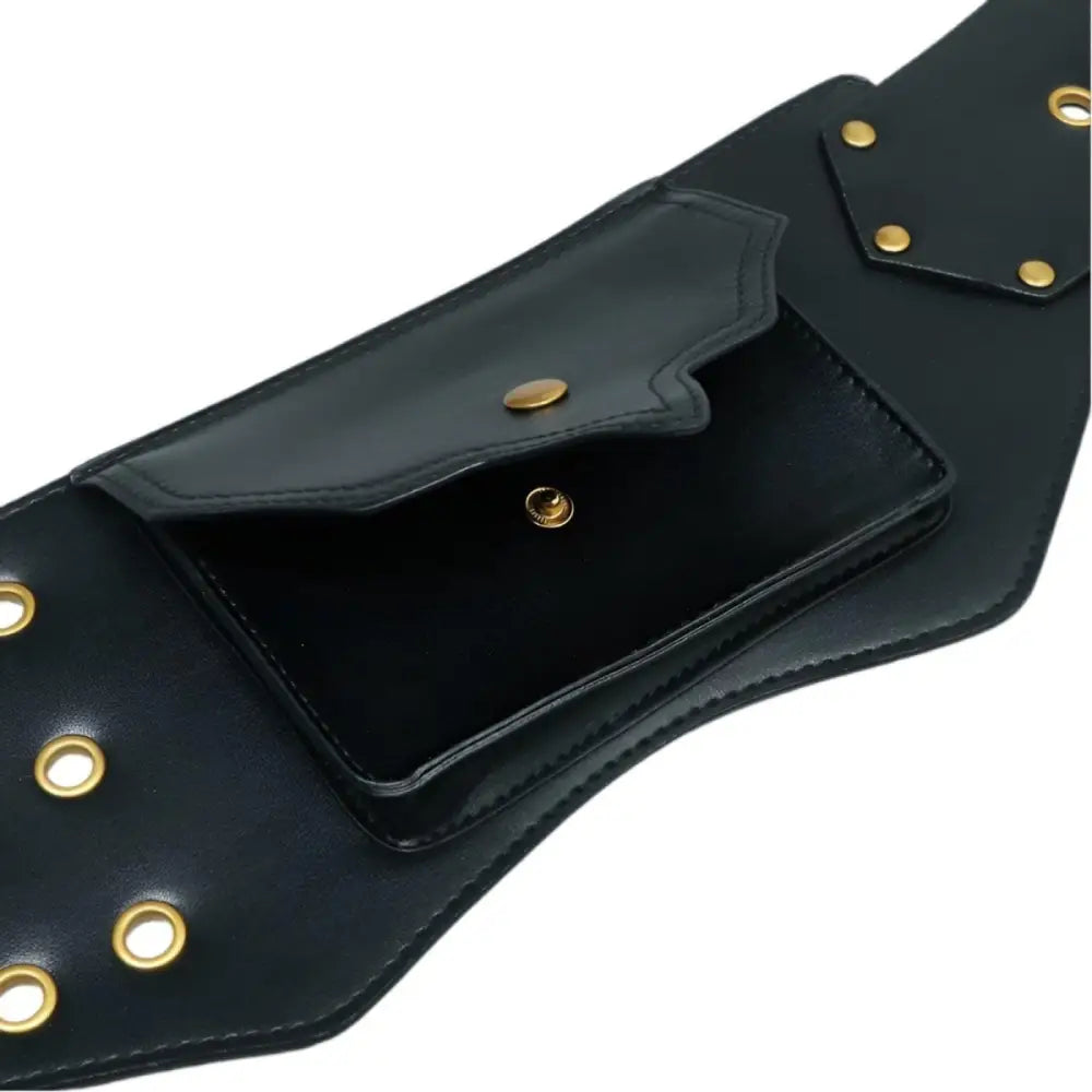 Black leather belt with pocket from Faux Leather Corset and Wide Belt Collection