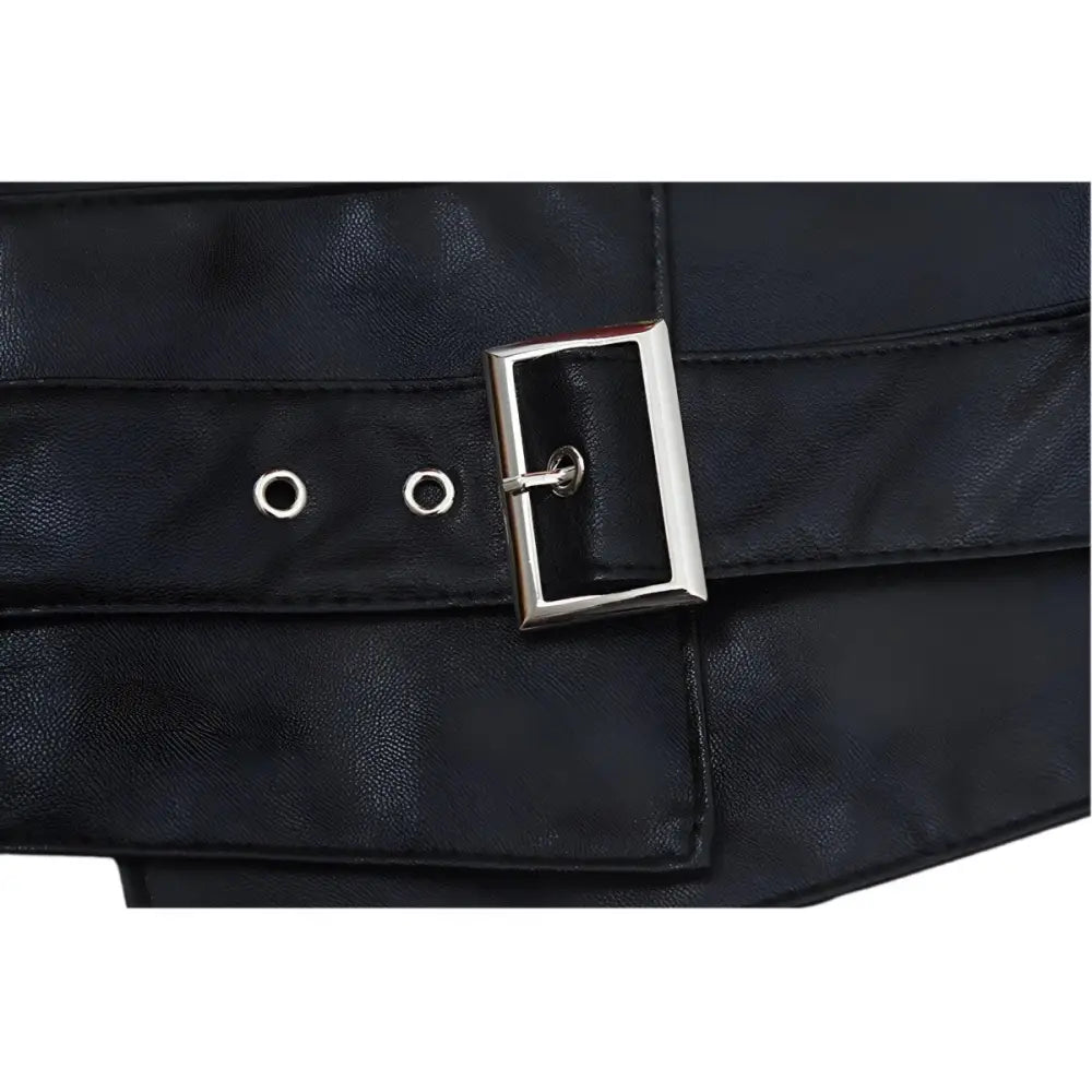 Black faux leather waist belt with silver buckle for large XXL and extra-large sizes