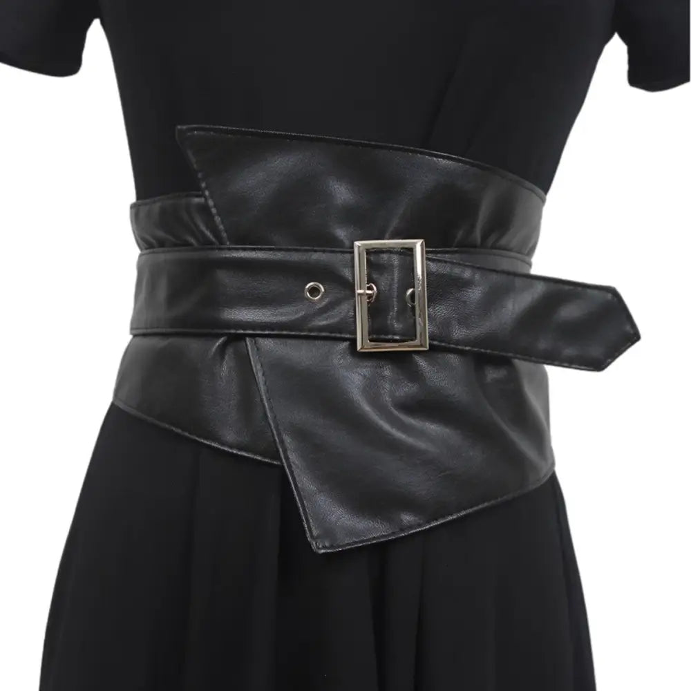 Black faux leather waist belt for large XXL and extra large sizes