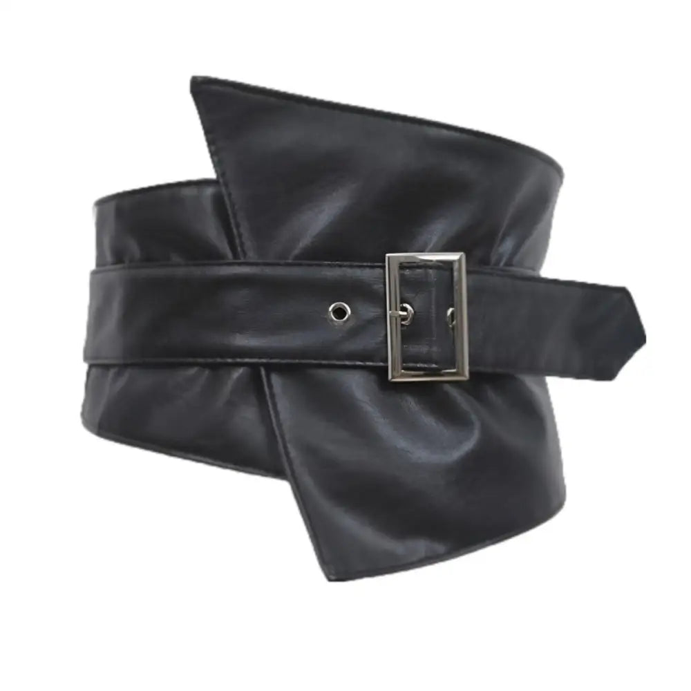 Black faux leather corset belt for large XXL and extra large waist sizes