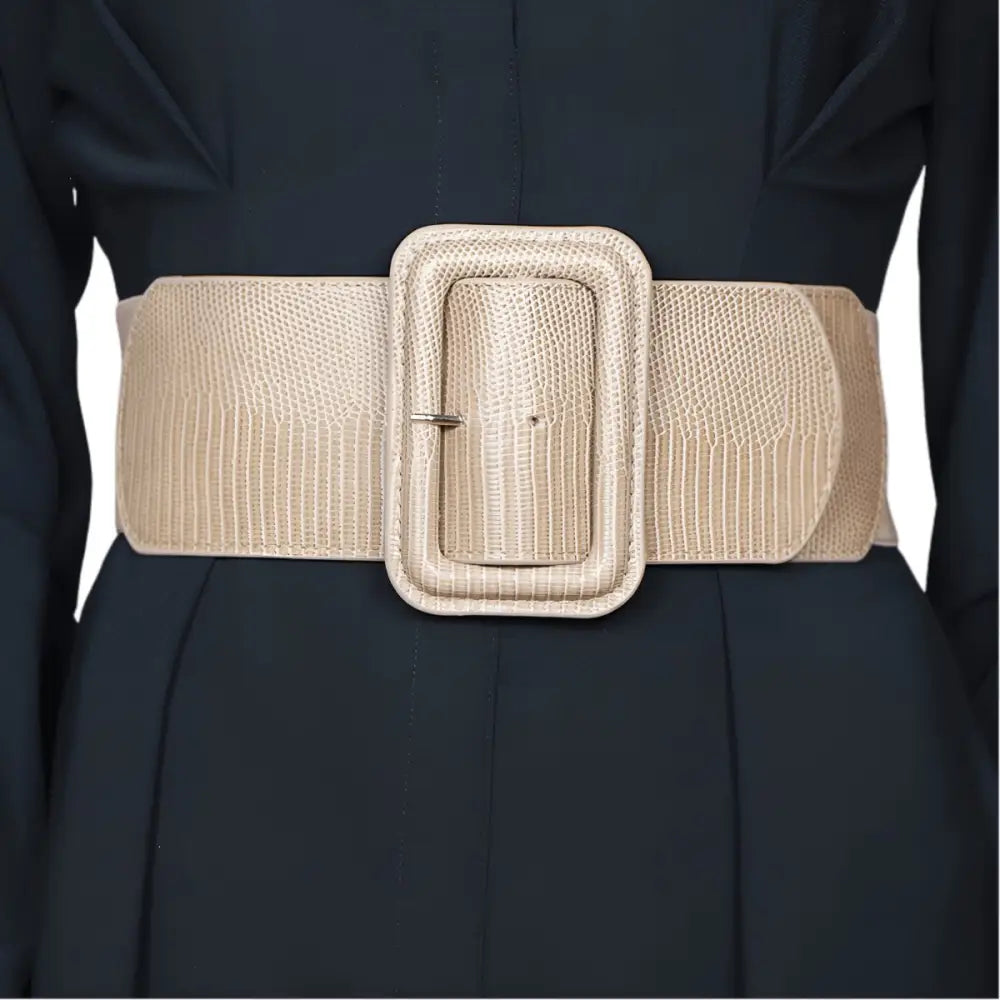 Wide beige belt with large buckle suitable for Extra Large and XXL sizes