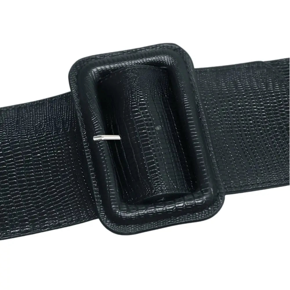 Black faux-crocodile belt with buckle for extra large and large XXL sizes