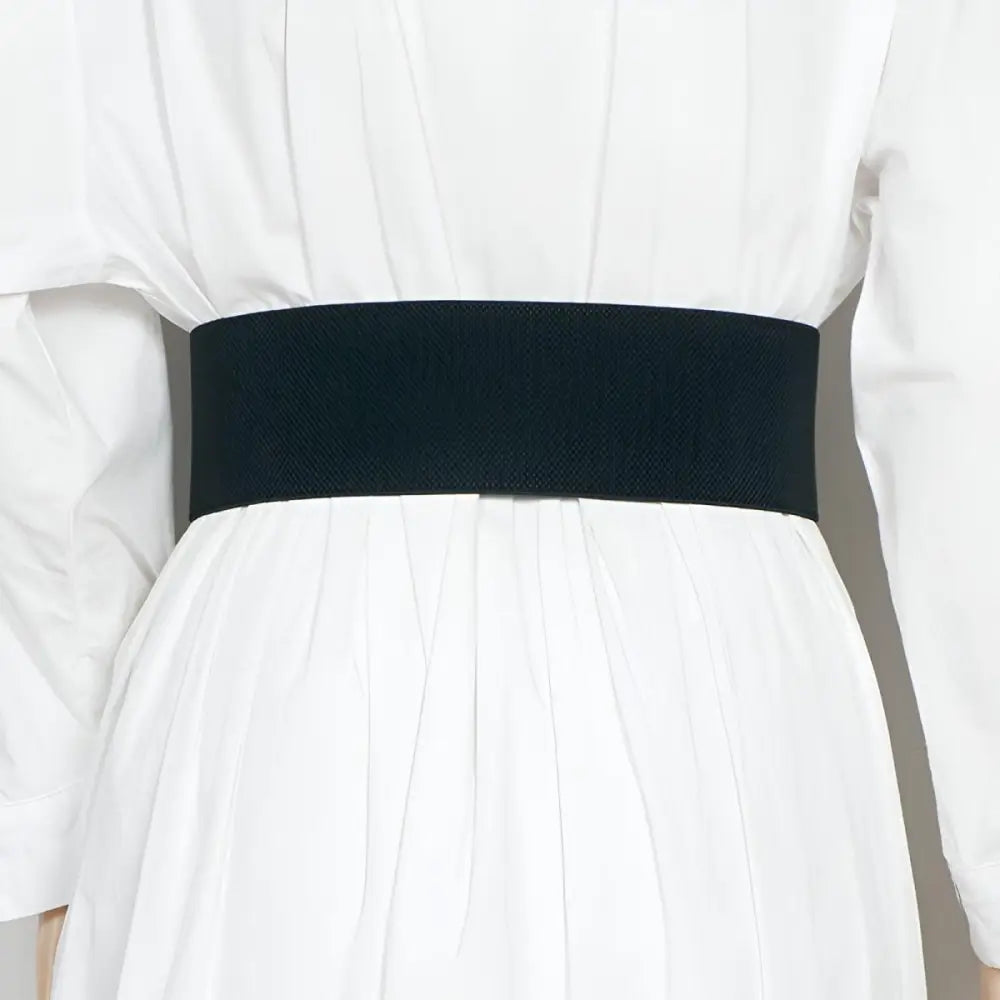 Black elastic waist belt with gold and silver buckles for large XXL and extra large sizes