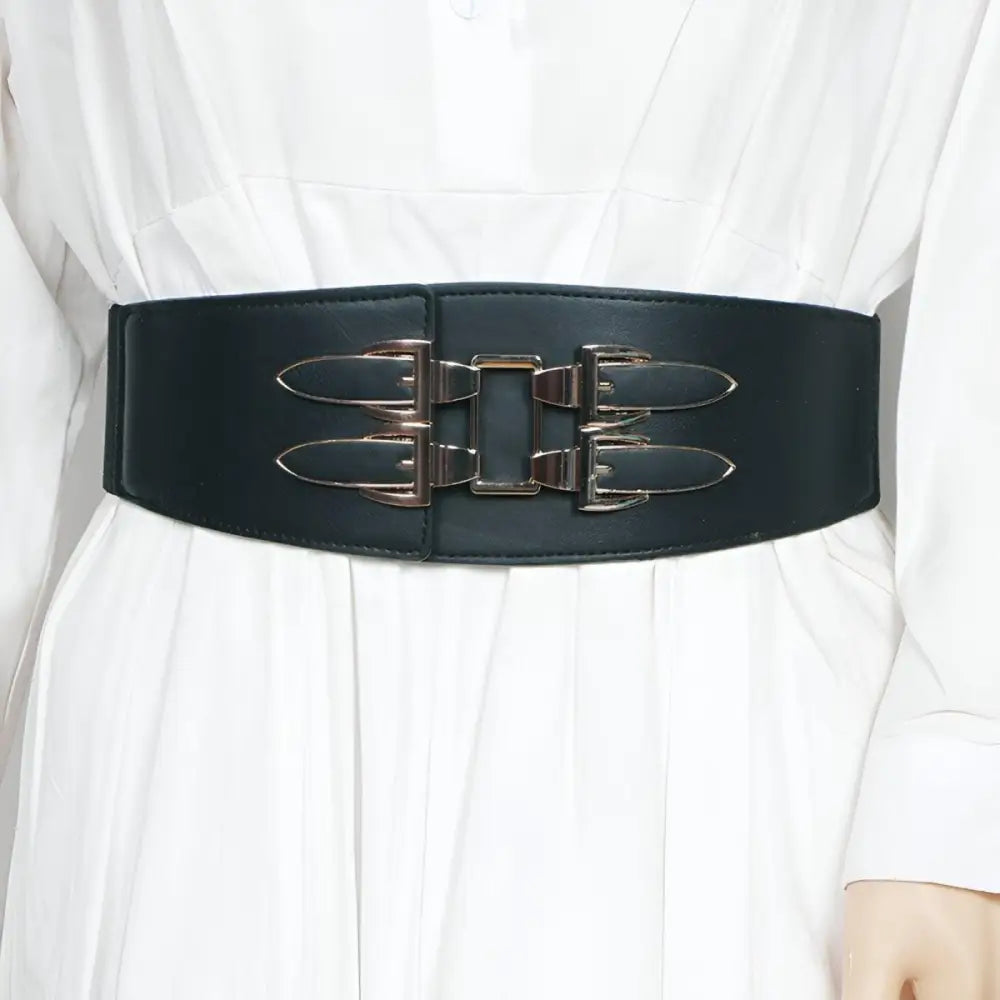 Wide black belt with gold buckles from Large XXL and Extra Large Belts collection