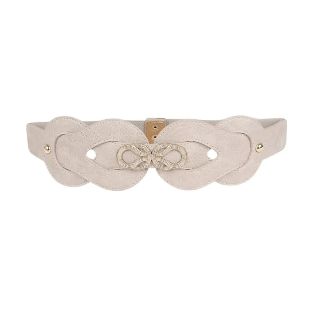 Beige decorative belt from Large XXL Leather Belts with Gold and Knot Buckle Options