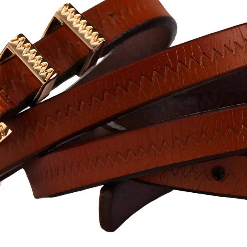 Brown leather belt with a gold buckle from Leather Belts with Gold Buckle collection