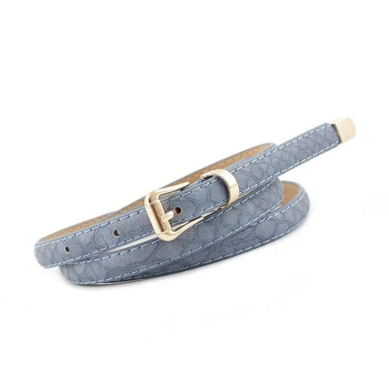 Agata Belt Featuring Textured Design and Gold Buckle with Gray Pattern