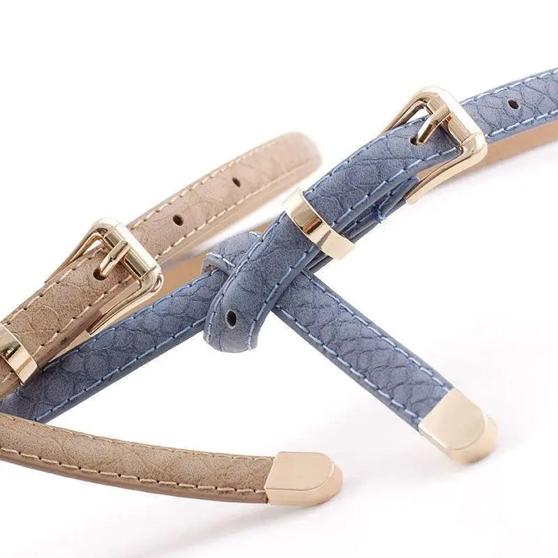 Agata Belt Featuring Textured Design and Gold or Silver Buckles with Thin Style