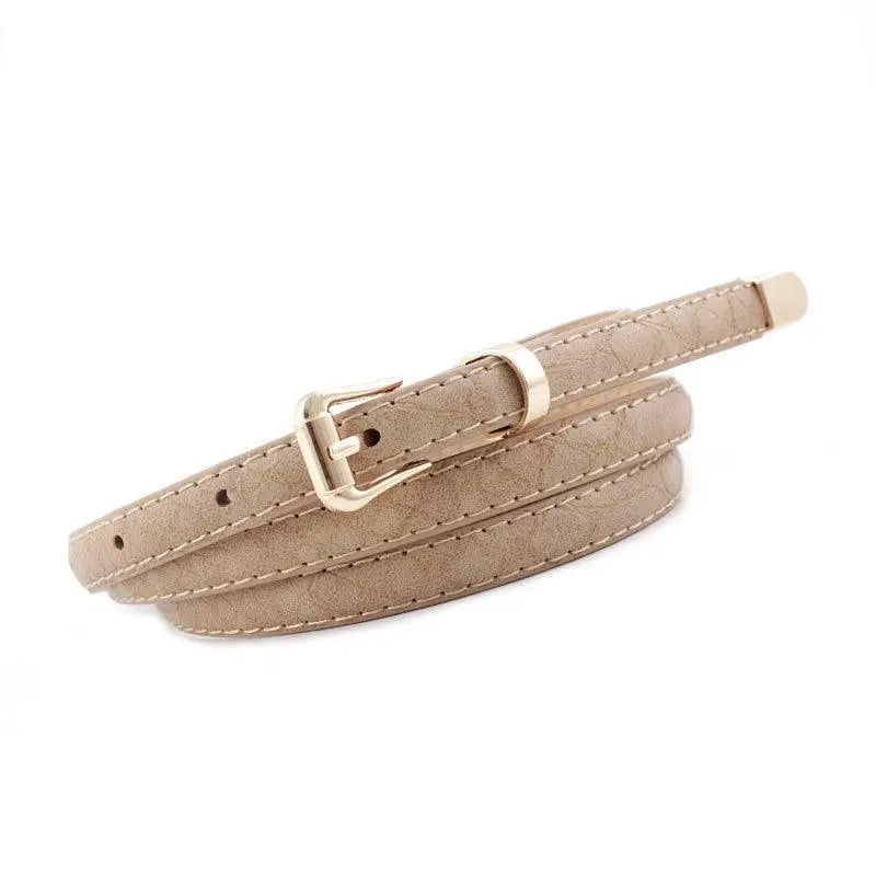 Agata Belt with beige leather and textured design featuring gold buckle craftsmanship