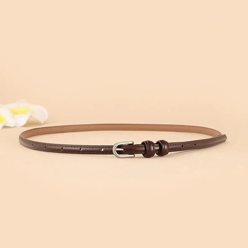 Diopy Leather Belt in brown with silver buckle for stylish leather belt options