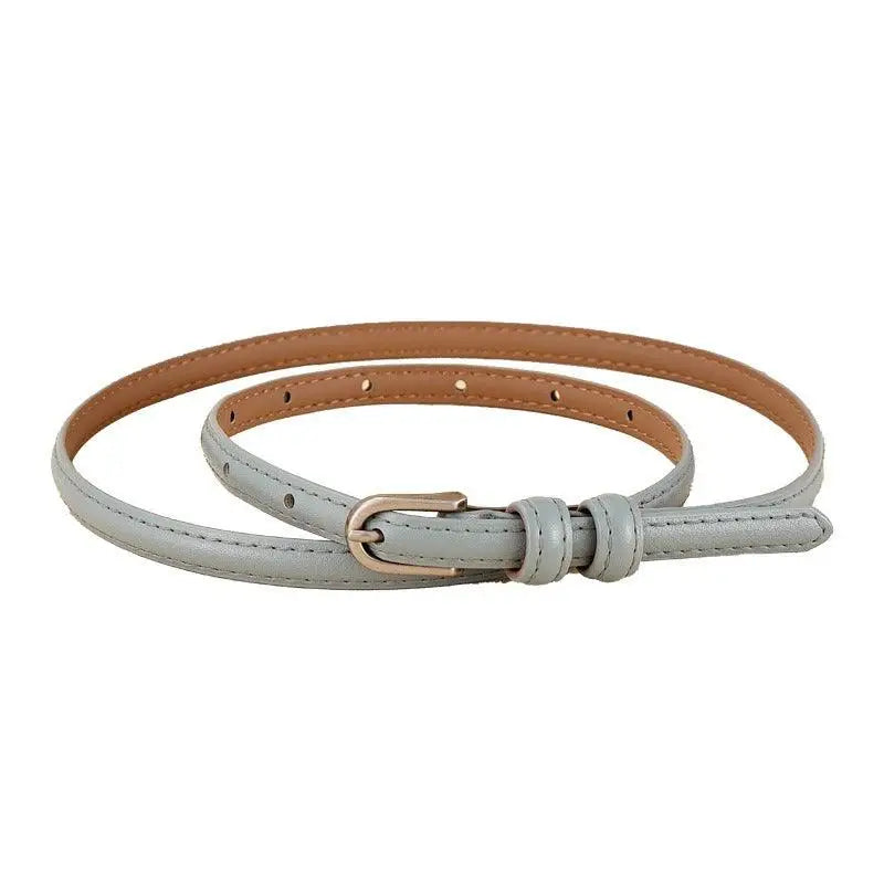 Gray leather belt with gold buckle from Diopy Leather Belts collection