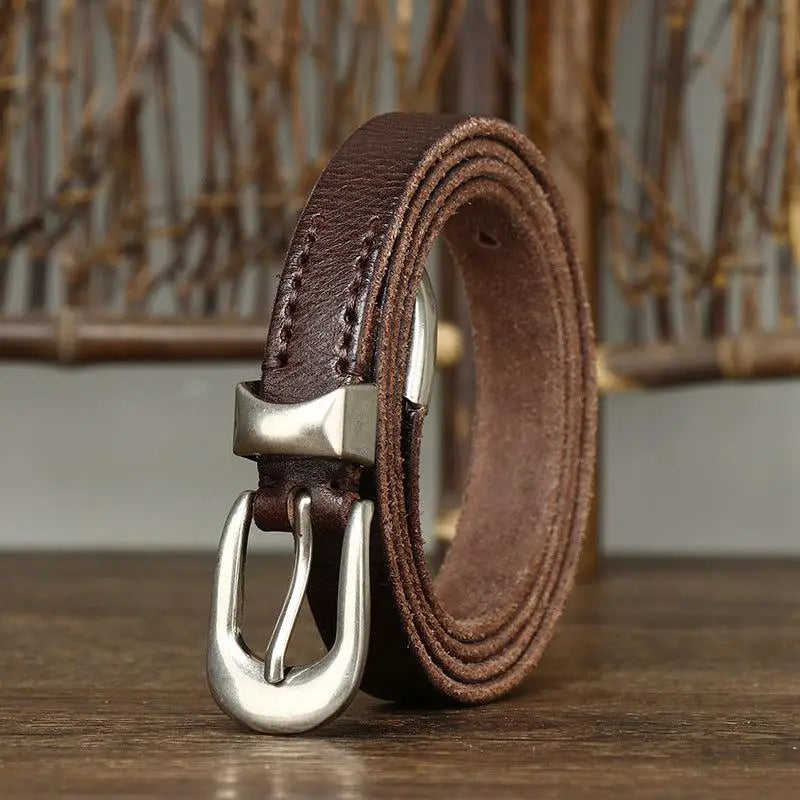 Genuine leather brown belt with silver buckle from Genuine Leather Belts collection