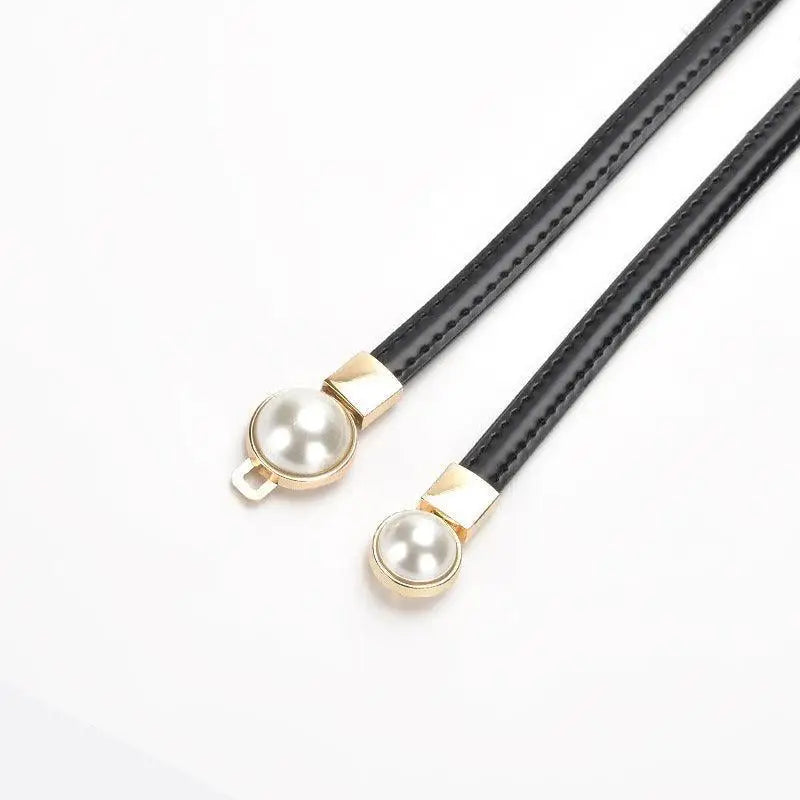 Women’s slim leather belt with pearl accents in mint and colorful styles