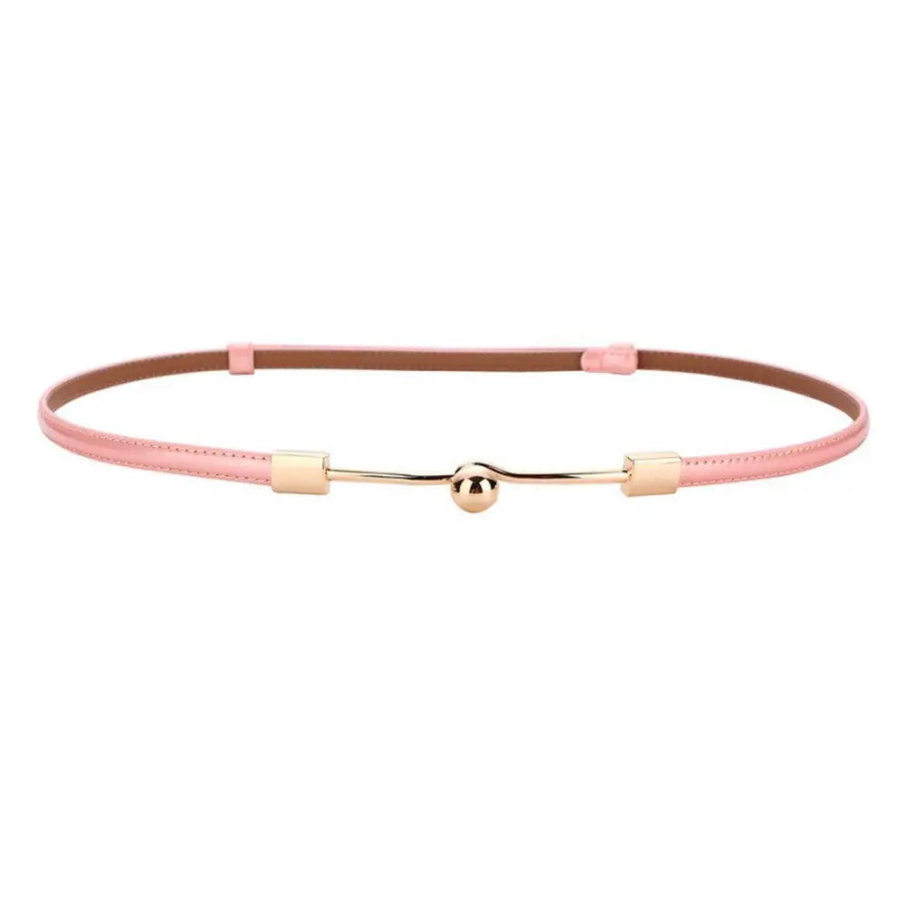 Wrona Belt Featuring Subtle Sophistication in pink and brown leather with gold accents