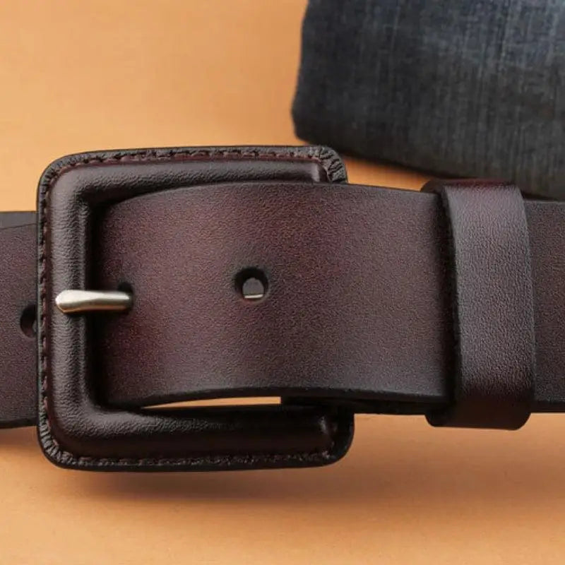 Brown leather belt with square buckle from Leather Belts with Square Buckle collection