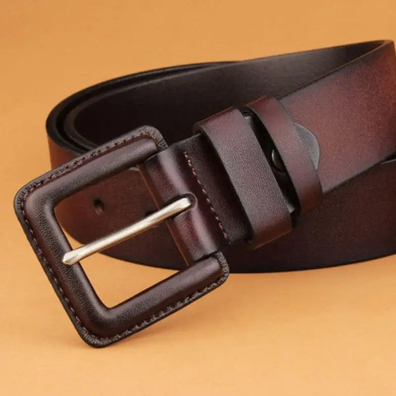 Brown leather belt with square buckle from Leather Belts with Square Buckle collection