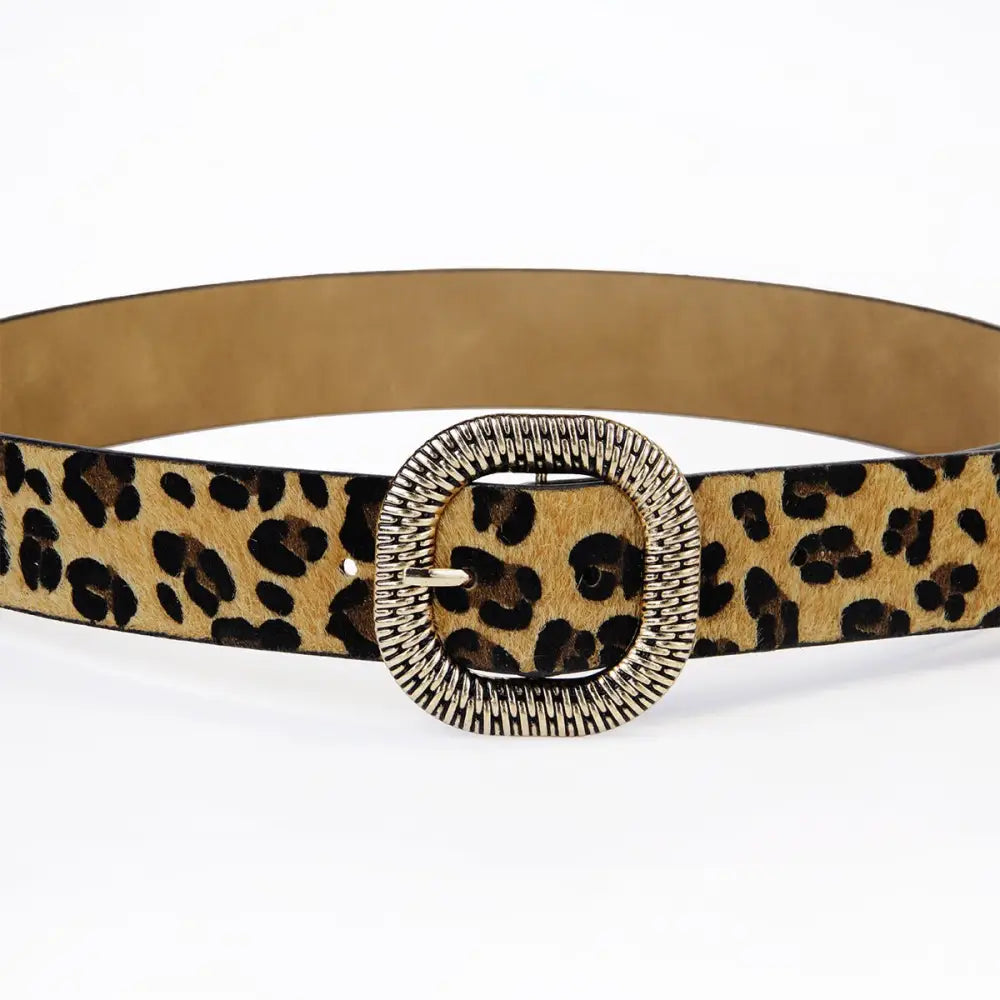 Feline Belt in Synthetic Leather with Leopard Print and Silver Buckle for Stylish Wear