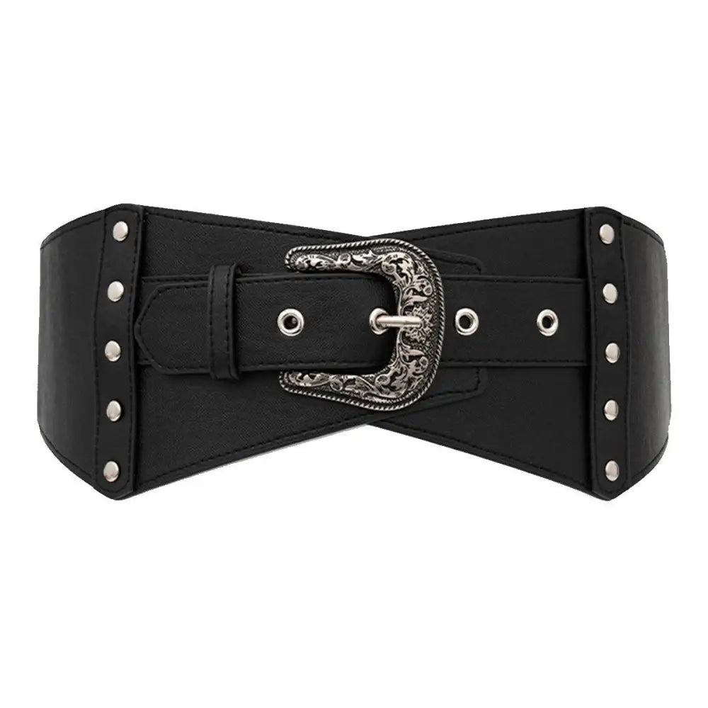 Black corset belt with decorative buckle from Kirsten Belt Women’s Dresses collection