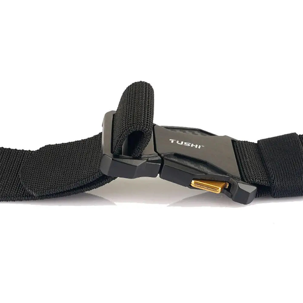 Black nylon aki elastic tactical military belt with metal buckle for outdoor use