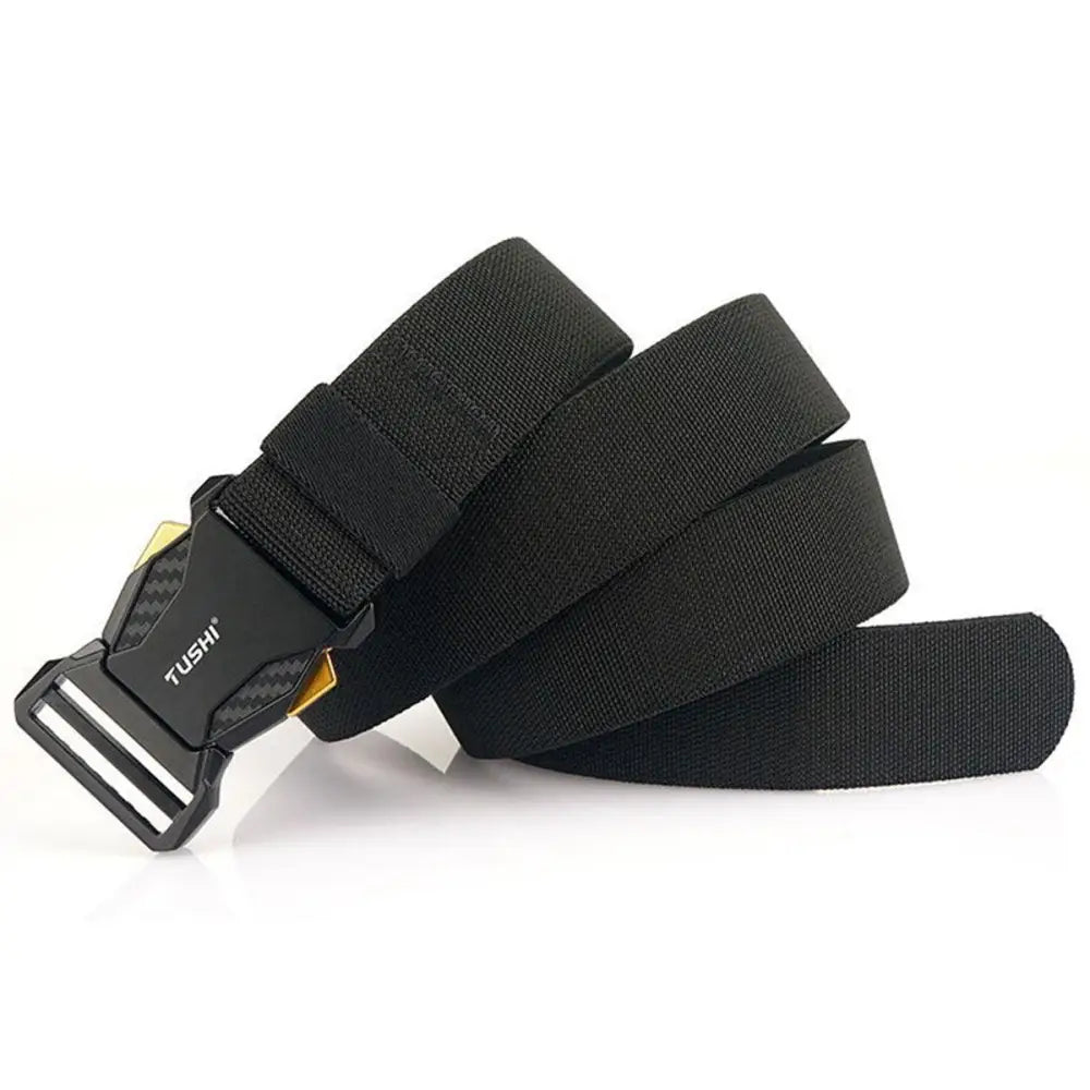 Black nylon aki elastic tactical military belt with metal buckle for outdoor and tactical use