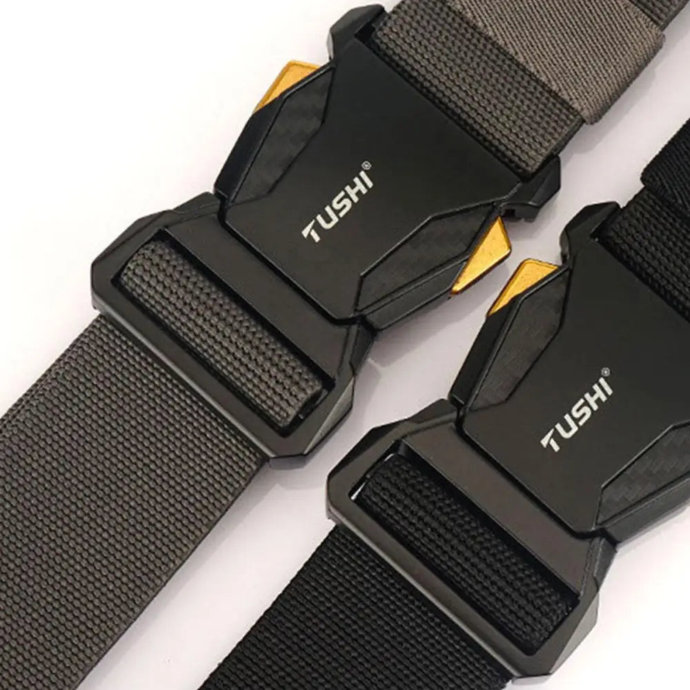 Black metal buckle belts from Aki Elastic Tactical Military Belts Set for outdoor use