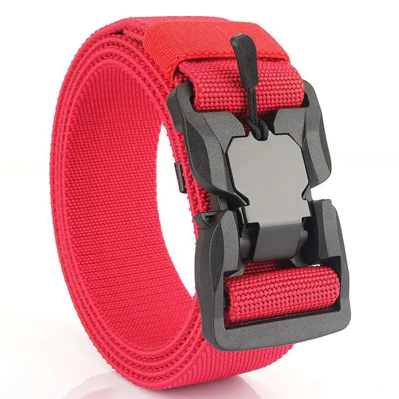 Red nylon belt with black magnetic buckle from Ketill Model Elastic Tactical Military collection