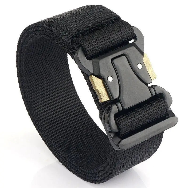 Black nylon tactical belt with metal buckle from Hallfred Tactical Elastic Belts Set