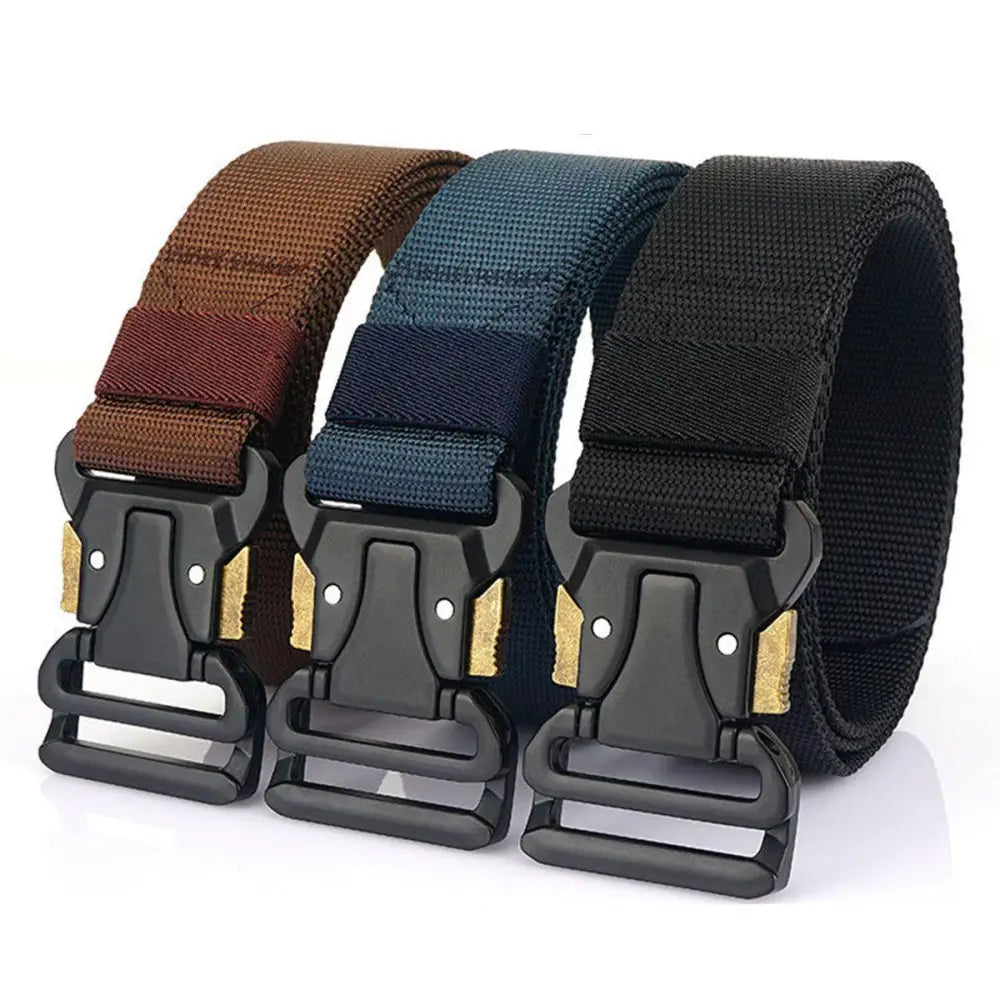 Three Hallfred Tactical Elastic Belts with Nylon and Metal Buckles for military use