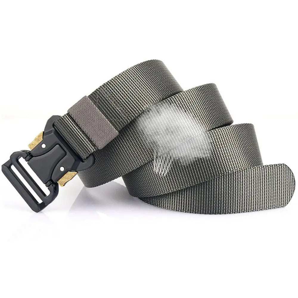 Gray nylon tactical belt from Hallfred Tactical Elastic Belts Set with durable metal buckle