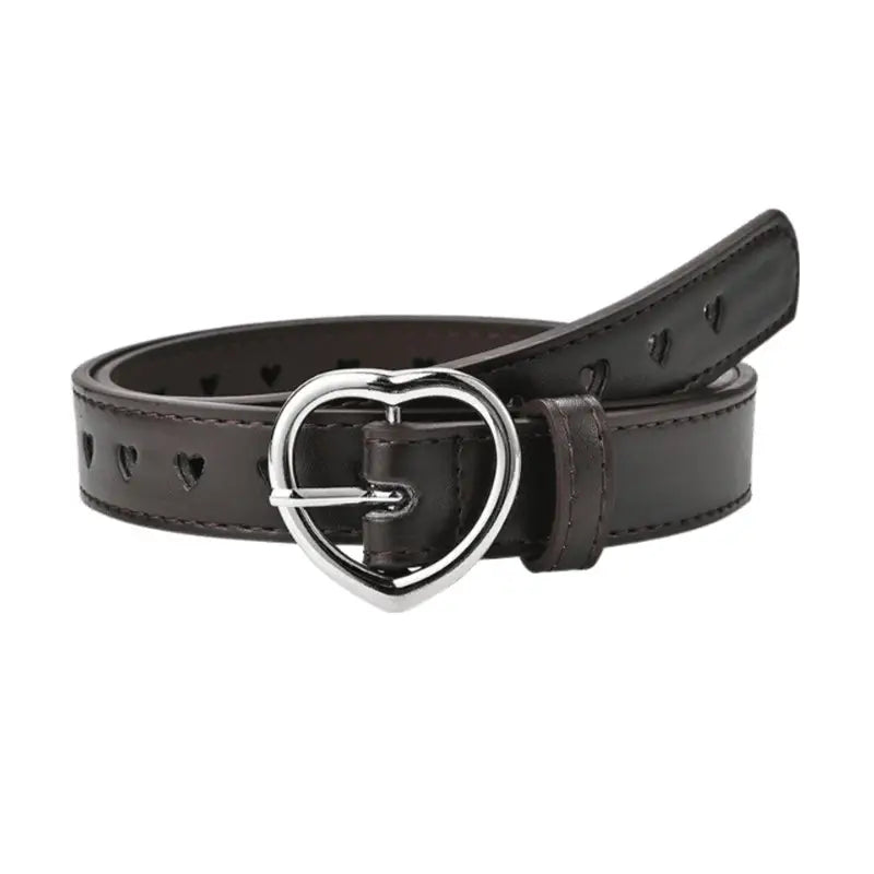 Love Model colorful heart-perforated leather belt with heart-shaped buckle